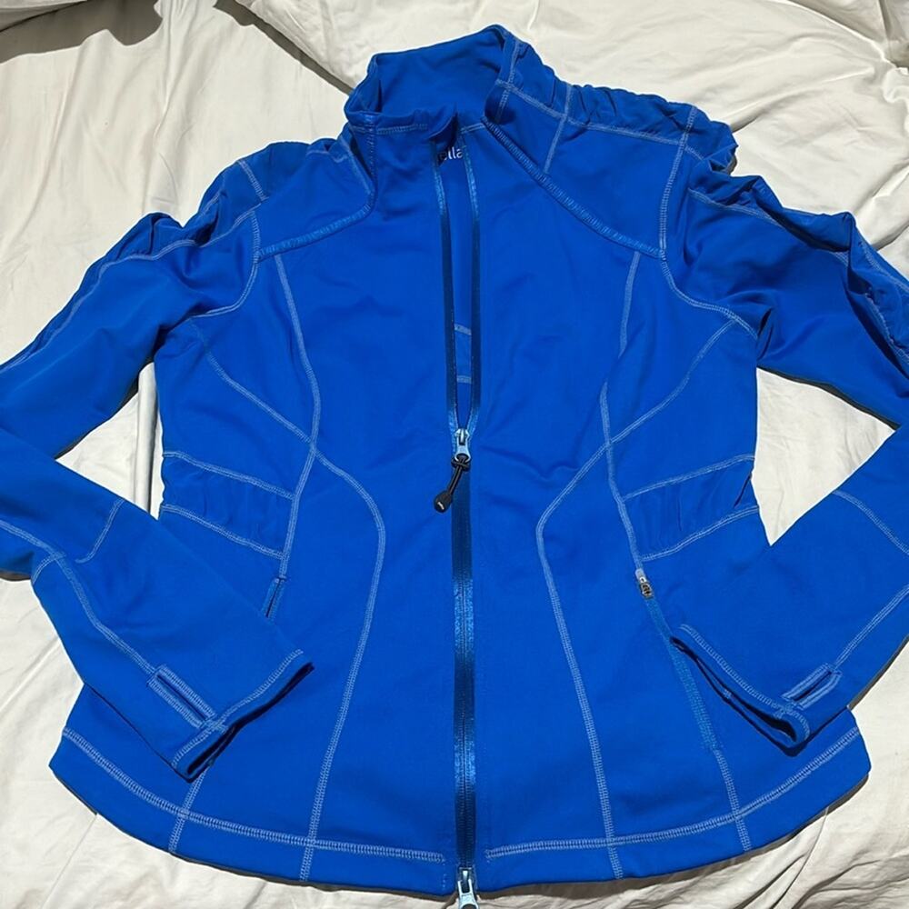 Zella L bright blue full front zip long sleeve jacket workout wear euc worn once
